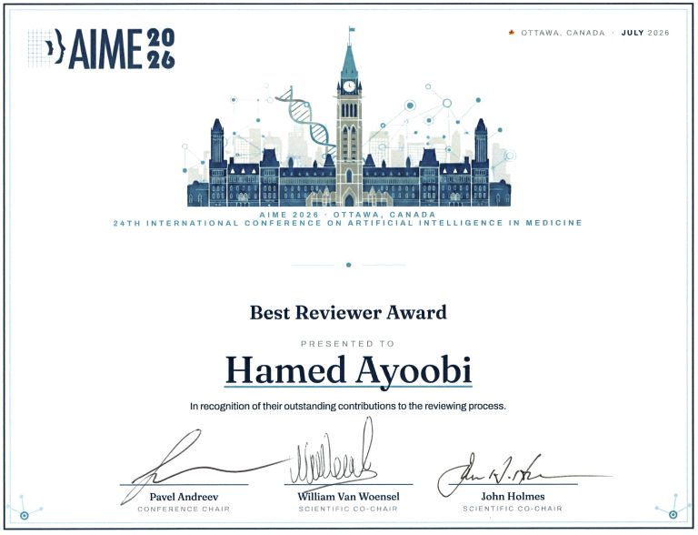 Best Reviewer Award - Hamed Ayoobi